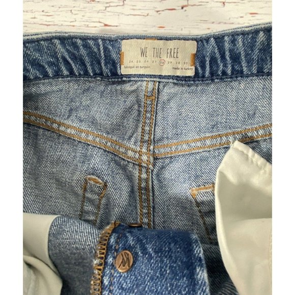 We The Free Denim Jean Skirt Size 28 Blue Cut Off Distressed Button Fly Festival - Picture 4 of 9